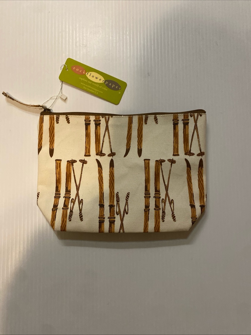 NWT rockflowerpaper Mont Blanc Cosmetic Canvas Zip Pouch Skis